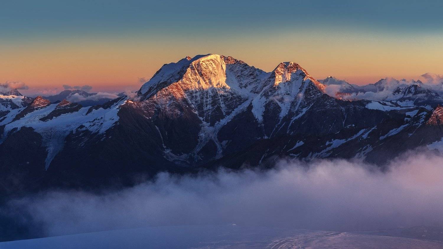 Горы, Закат, Кавказ, Облака, Пейзаж, Природа, Дмитрий Купрацевич