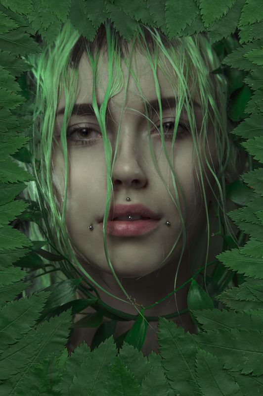 Color, Green, Plants, Portrait, Зеленый, Портрет, Портрет девушки, Растения, Цвет, Цветы I am NATURE фото превью