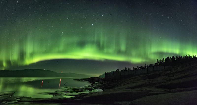 Северное сияние на Белом море. фото превью