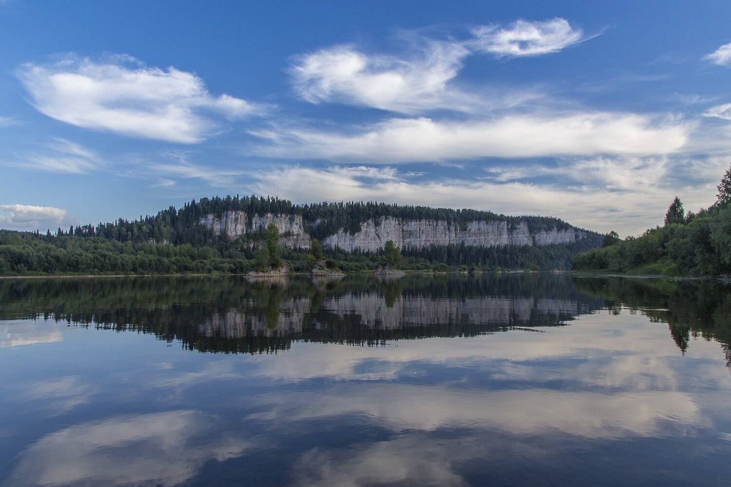 вечер, облака, отражение, Вишера, Пермский край, Савицкий Ян
