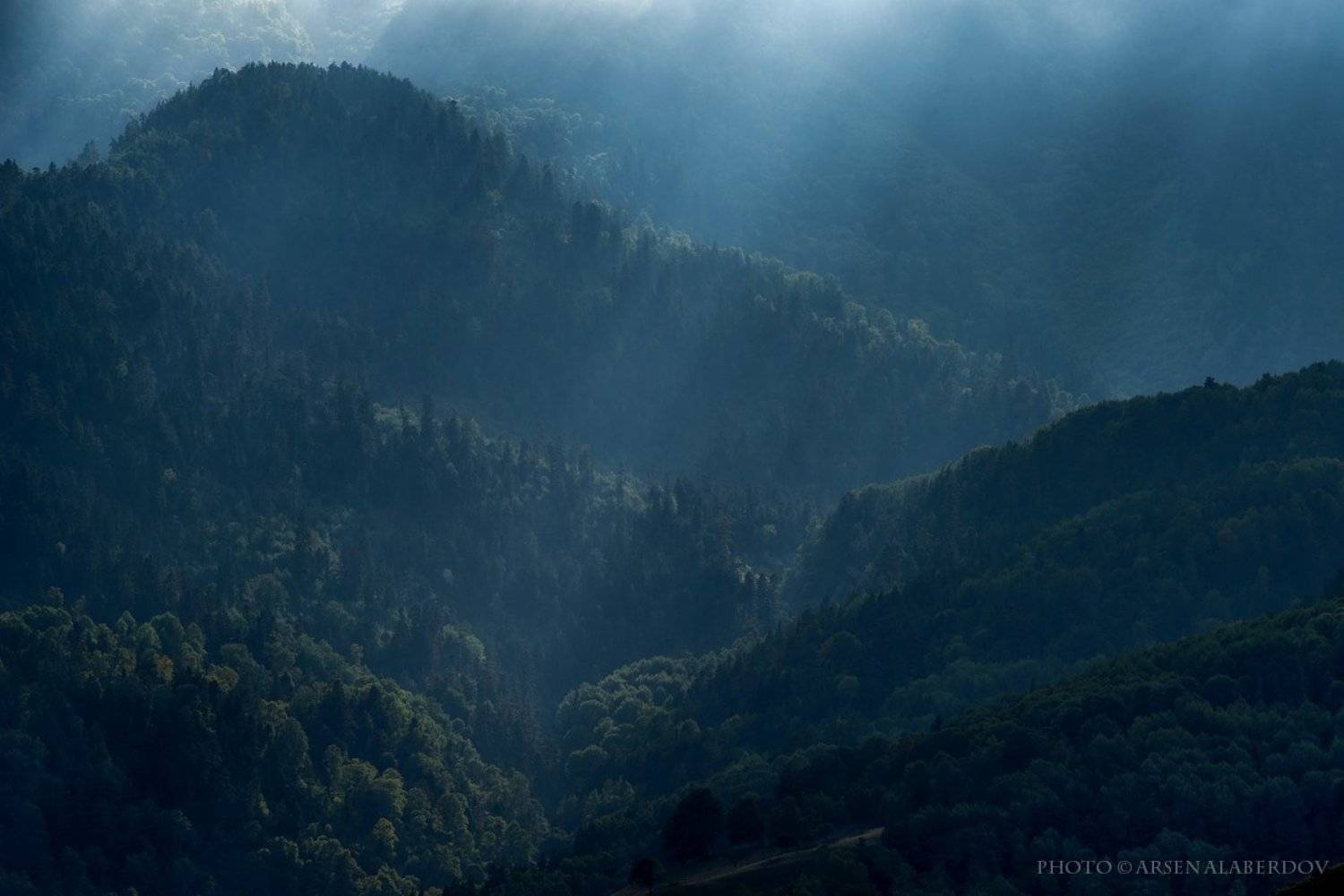 Горы, Дымка, Карачаево-Черкесия, Лес, Лучи, СОЛНЕЧНЫЙ СВЕТ, Туман, Арсен Алабердов