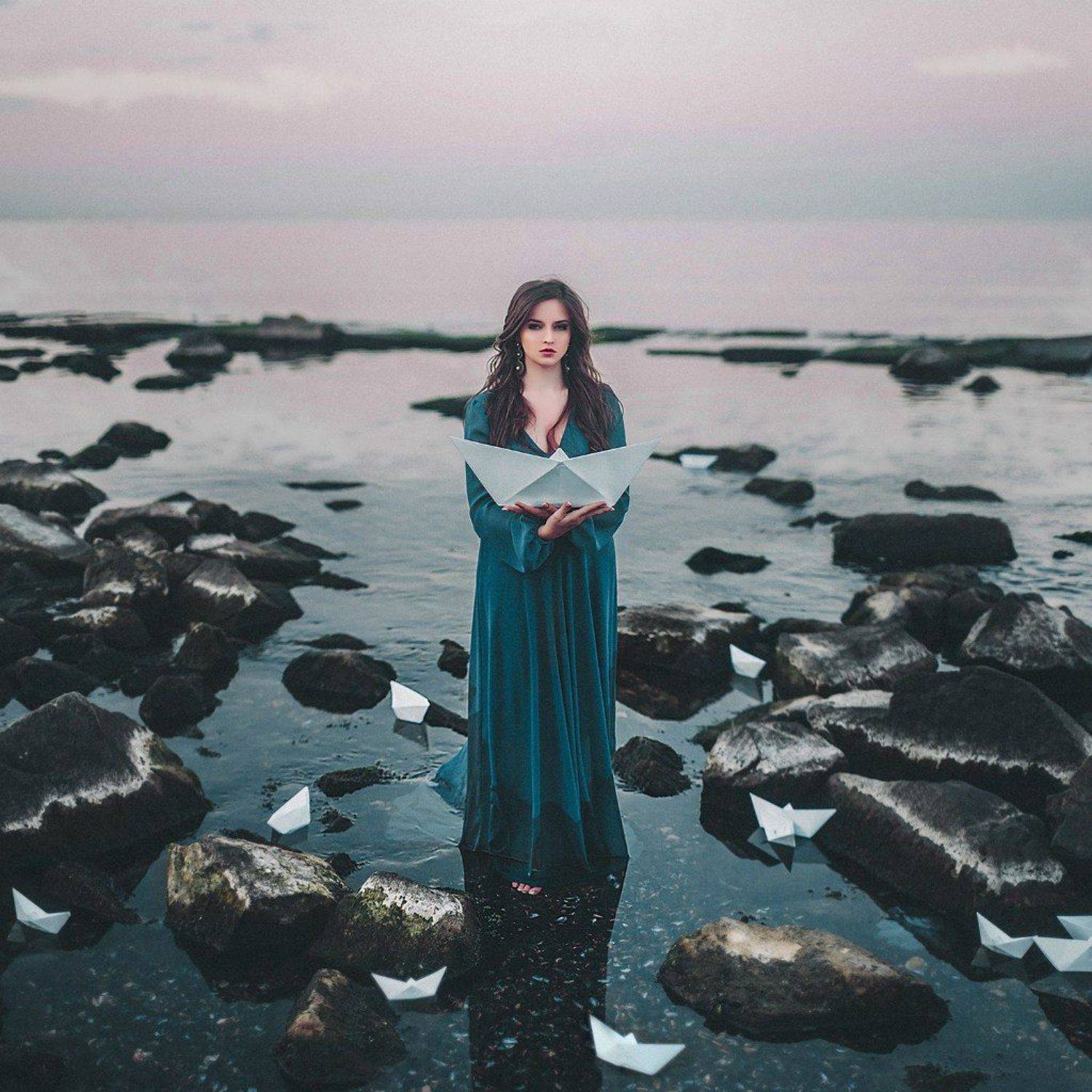 море, девушка, портрет, кораблики, sea, girl, portrait, boats, water, Екатерина Троян