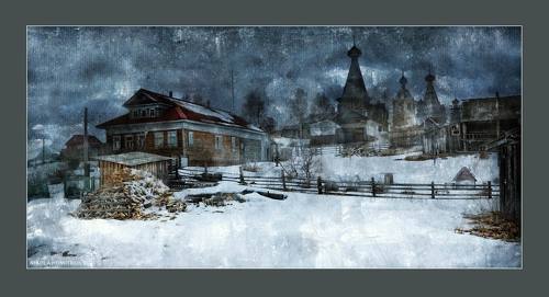 снег идёт. д.Нёнокса. 2016