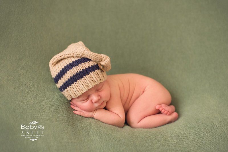 новорожденный, мальчик, шапочка,фон Роман фото превью