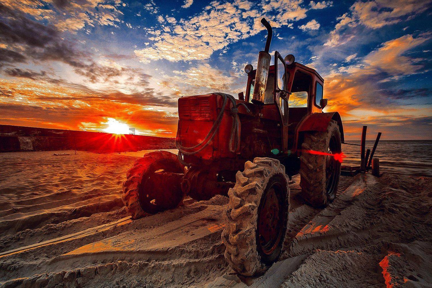 Baltic Sea, Beach, Colors, Klaipeda, Sand, Sunset, Tractor, Руслан Болгов (Axe)