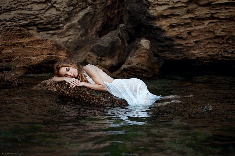 50mm, Beautiful, Beauty, BegmaD, Body, Color, Conceptual, Dantar90, Girl, Light, Model, Nikon, Portrait, Sea, Water, Арт ню, Вода, Красивая, Море, Портрет девушки, Скалы Sea pearl фото превью