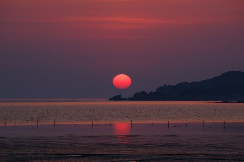 asia,korea,south korea,sea,sunset,beach,seashore,sun,reflection,wave,horizontal,sky,cloud Sunset фото превью