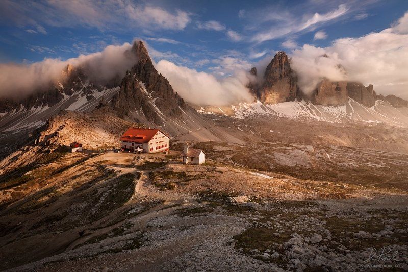 Alpen, Alps, Dolomiten, Dolomites, Dolomiti, Italia, Italien, Italy, South Tyrol, Tyrol, sexten, sesto, Drei zinnen, Tre cime, Lavaredo, Tre Cime di Lavaredo,  Trentino, europe, travel, summer,  summer landscape, daniel rericha, evening colors, evening, e Evening by the Tre Cime фото превью