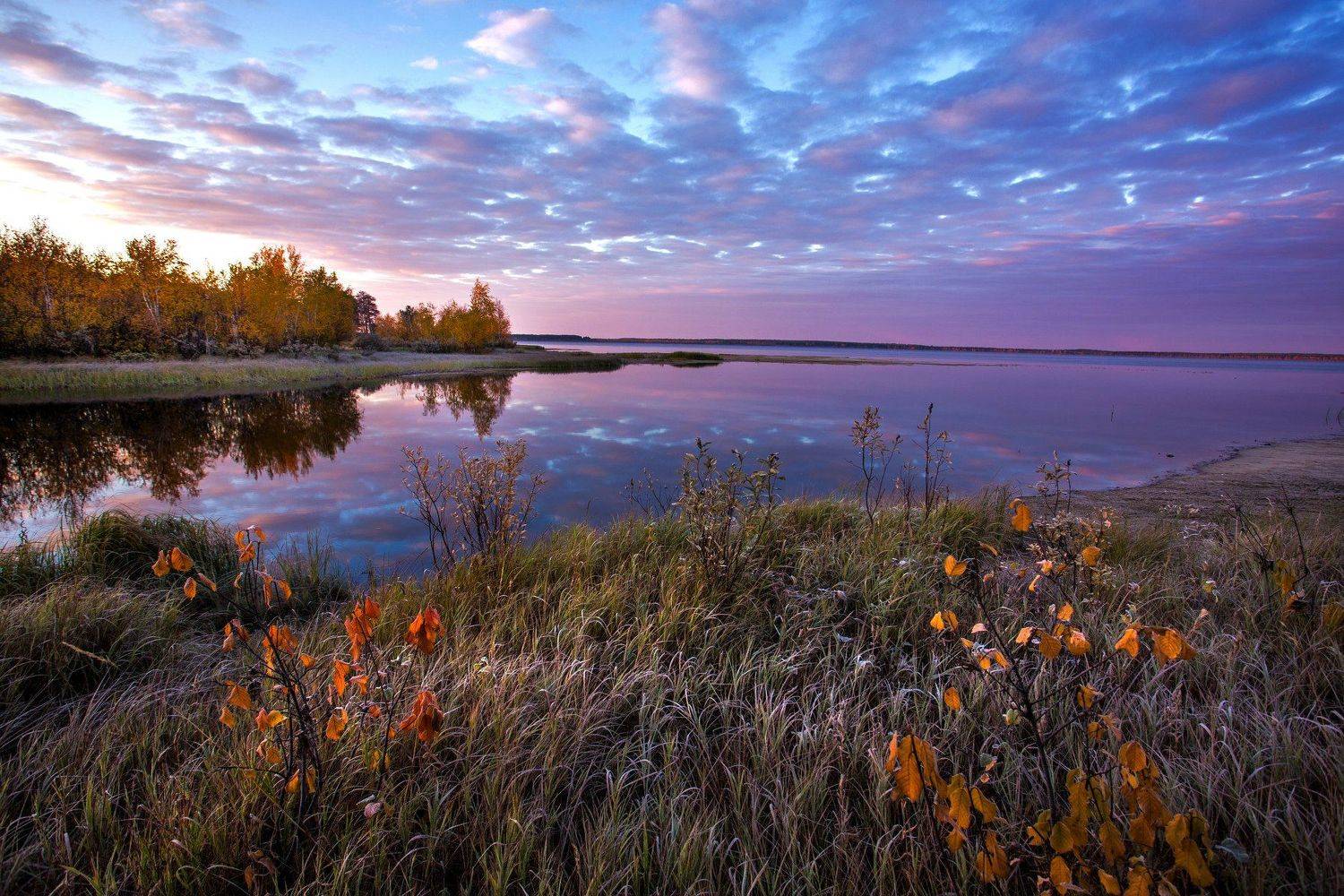 Кондинские озера, Озеро Арантур, Осень, Природный парк, Рассвет, Река, Устье, Татьяна Борисова