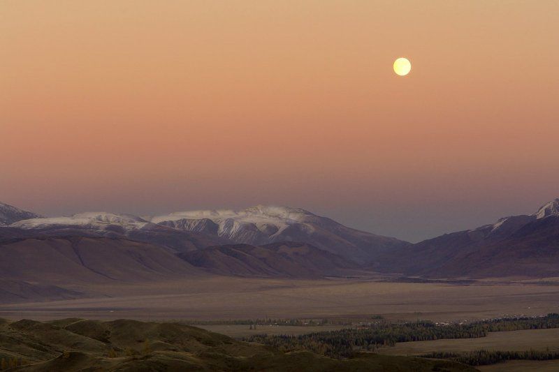 горный, алтай, вечер, горы Полнолуние над Курайской Долиной... фото превью