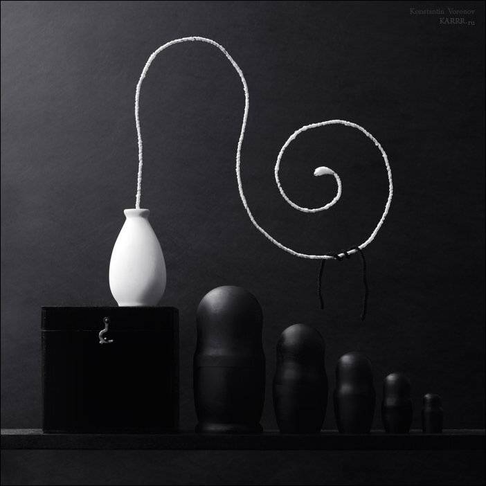 матрёшки, черное, белое, спираль, Konstantin Voronov