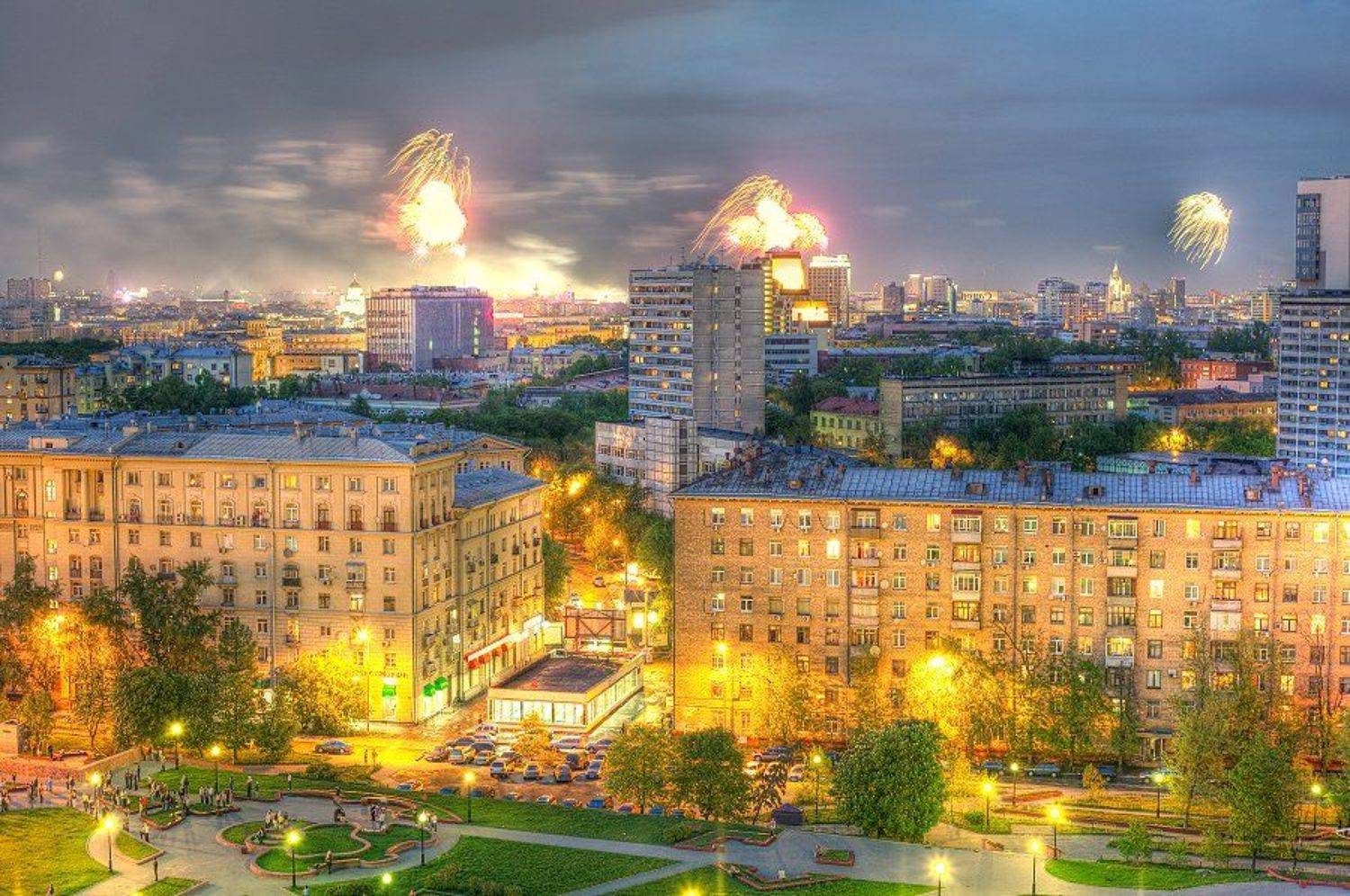 крыша, крыши, город, москва, ночь, салют, праздник, победа, Kremchik