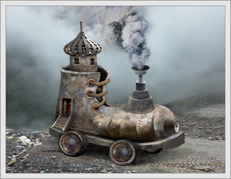 фантазия, машина, дорога, автомобиль Драндулет фото превью