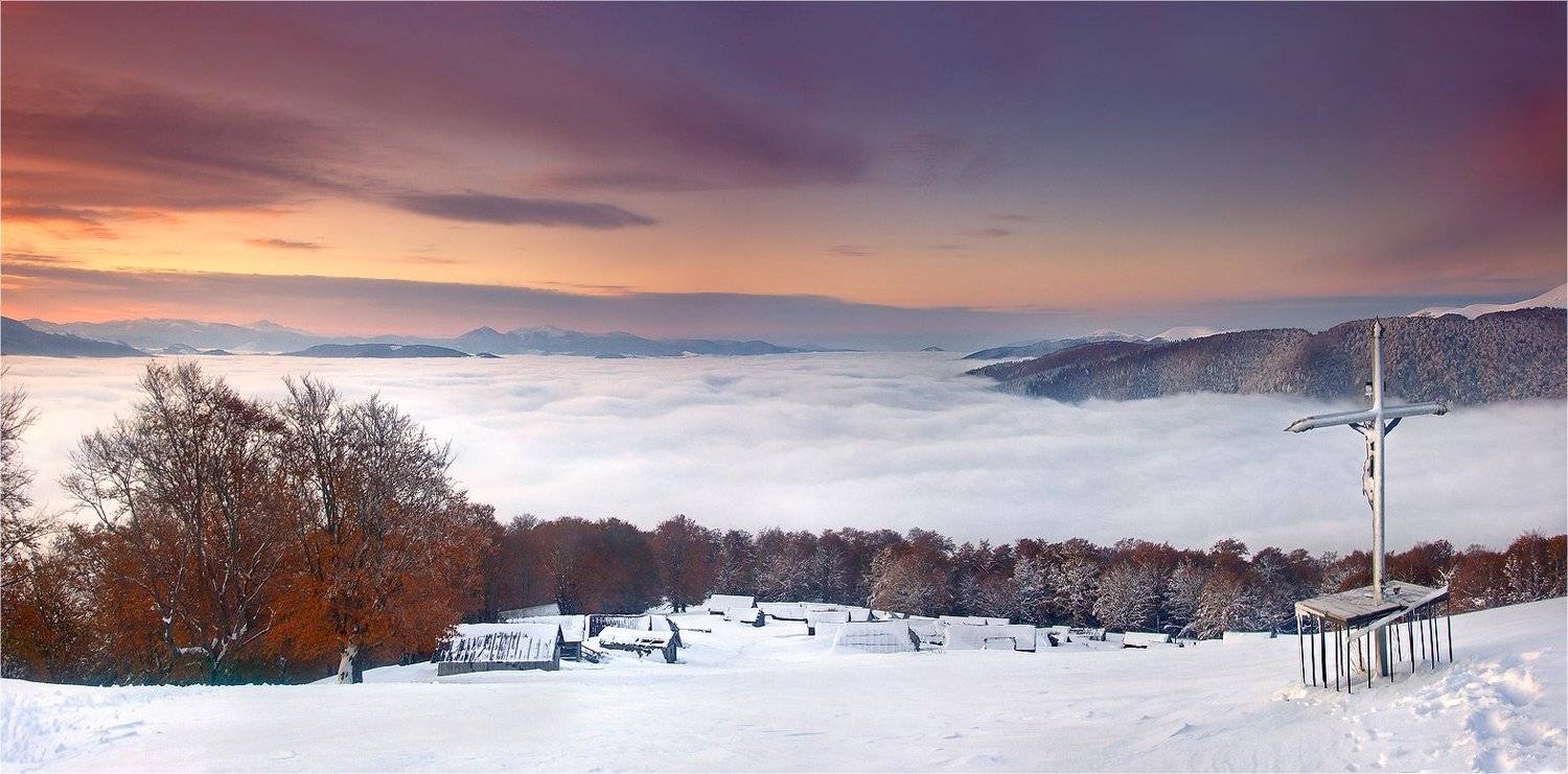 карпаты, утро, рассвет, облака, горы, Kolebidenko Vladimir