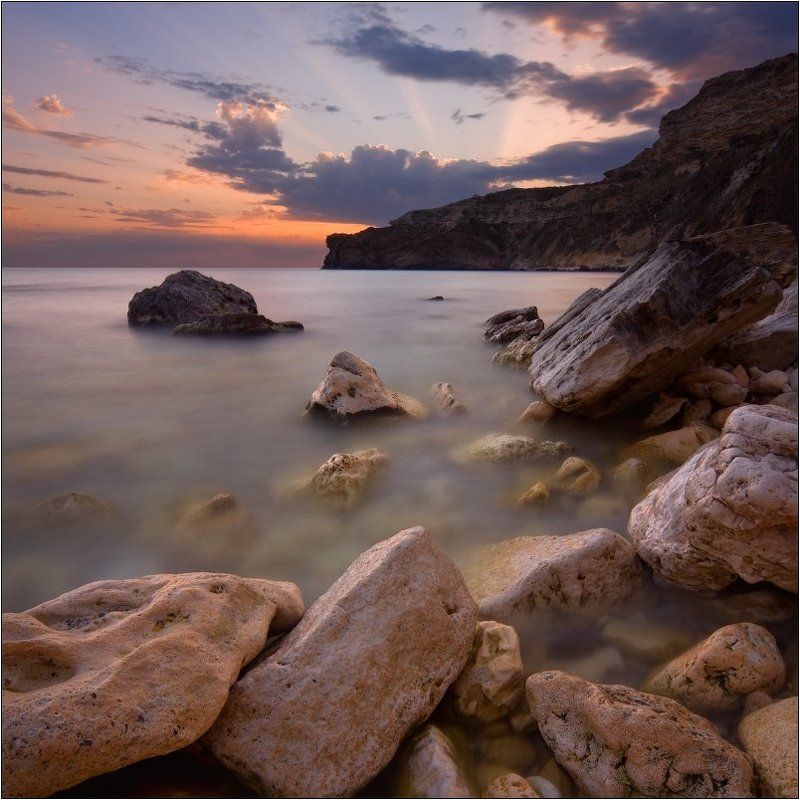 закат, крым, мыс, виноградный в час заходящего солнца фото превью
