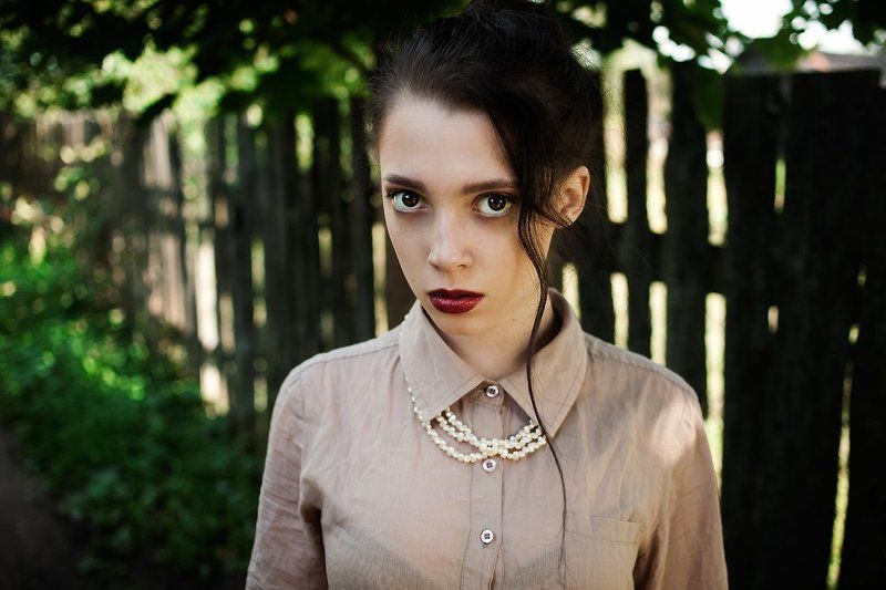 Девушка, глаза, осень, деревня, макияж Христина фото превью