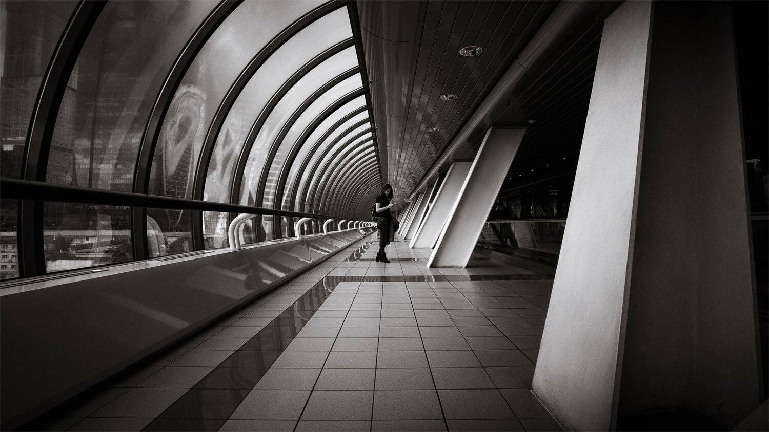 Девушка, телефон, стоит, мост, Ильин Александр