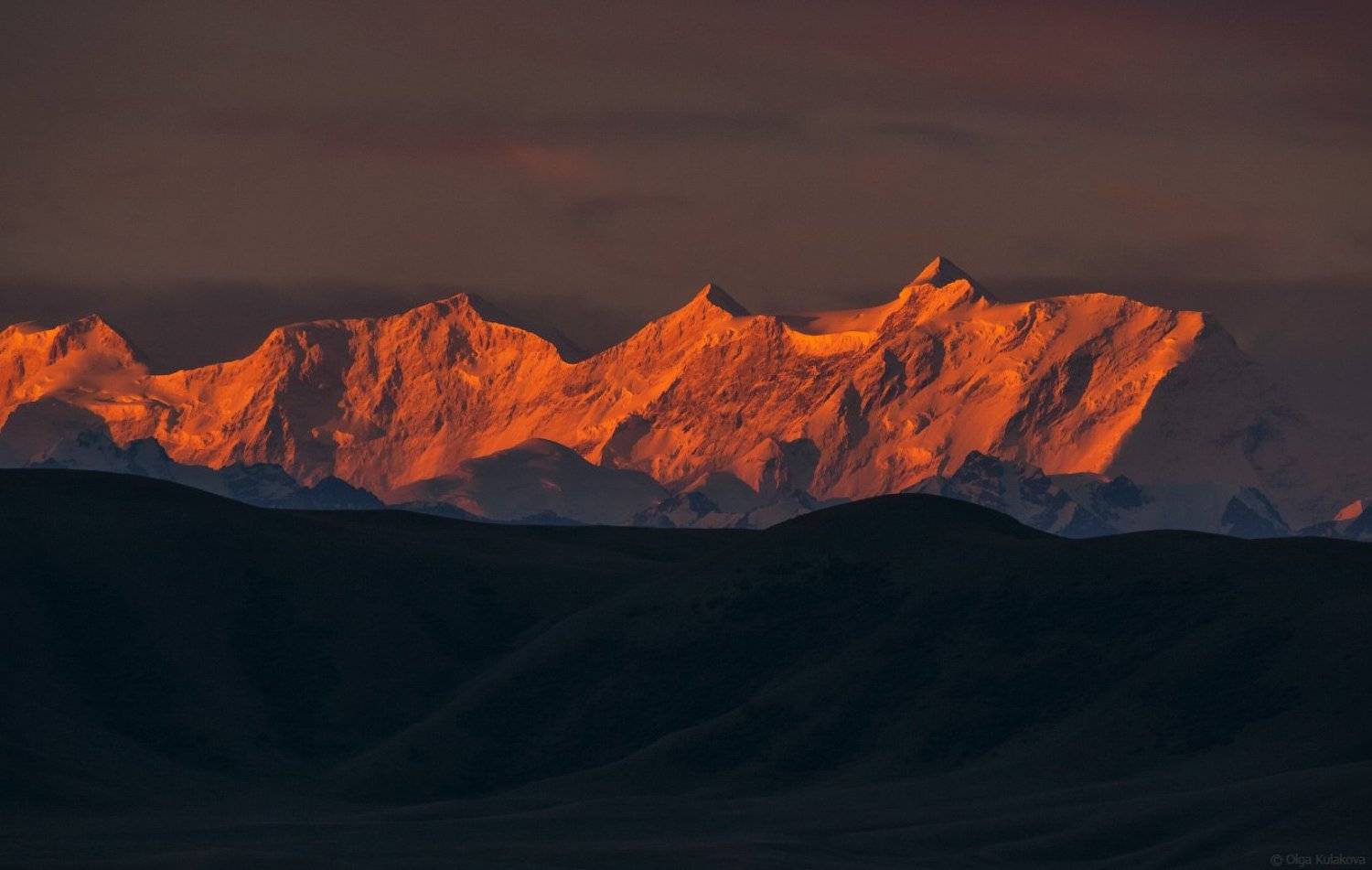 вершина, горы, рассвет, тузколь, тянь-шань, Ольга Кулакова