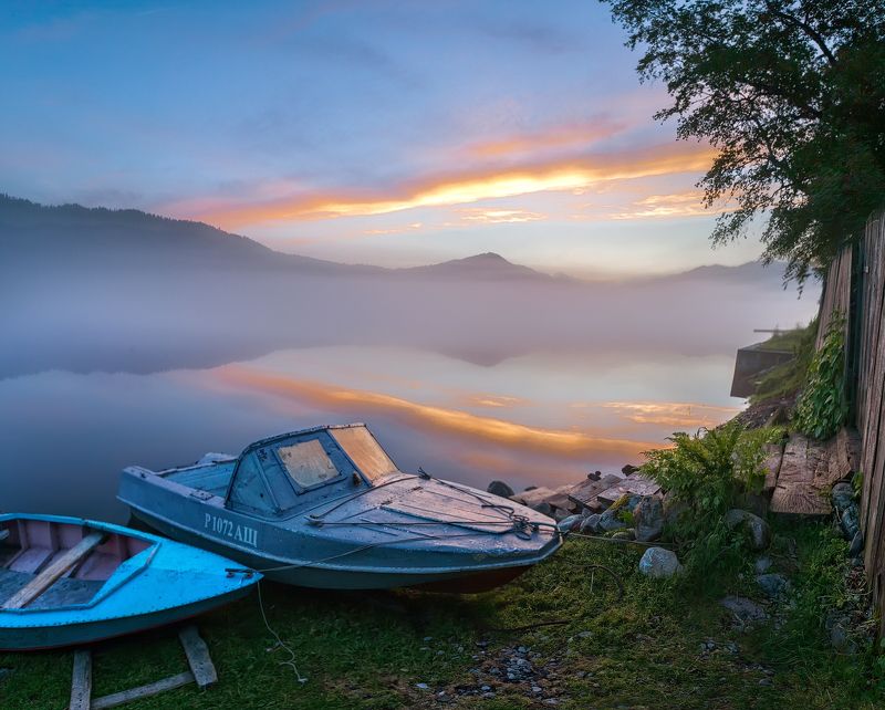 утро, туман, рассвет, озеро, алтай, телецкое Утро на Телецком озере фото превью