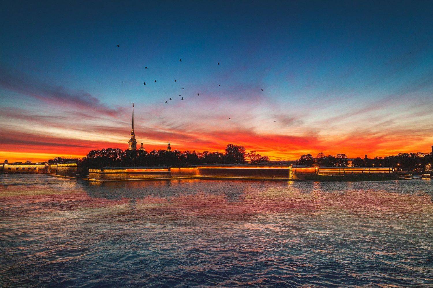 закат, река, спб, нева, река, осень, Андрей Михайлов