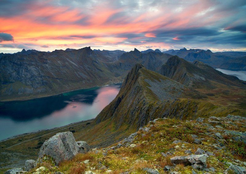 Husfjellet, Norway, Senja, Норвегия Рассвет на горе Husfjellet фото превью