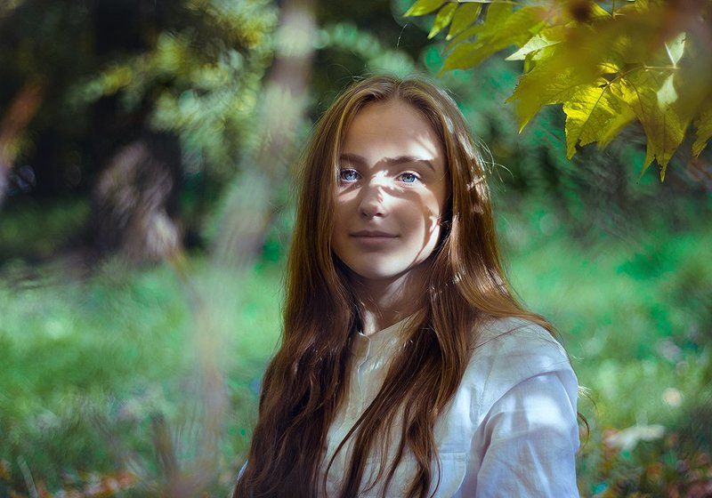 девушка, портрет, тень Маска фото превью