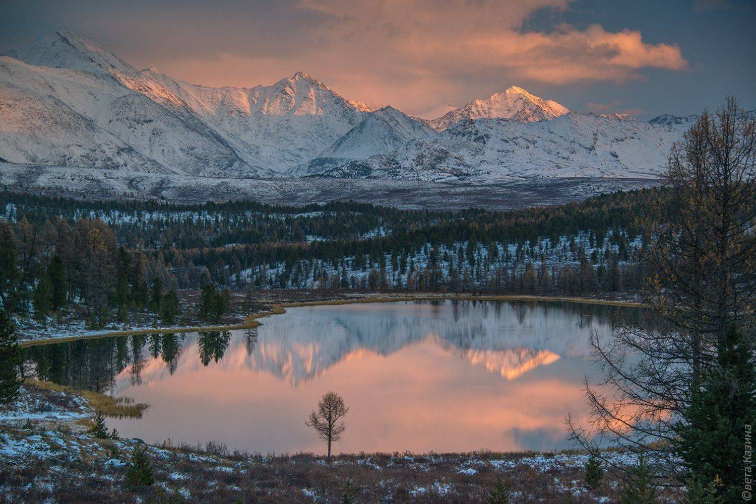 altai, altai mountain, lake, nature, sunset, алтай, горный алтай, горный пейзаж, закат, киделю, озеро, октябрь, осень, пейзаж, природа, снег, Светлана Казина