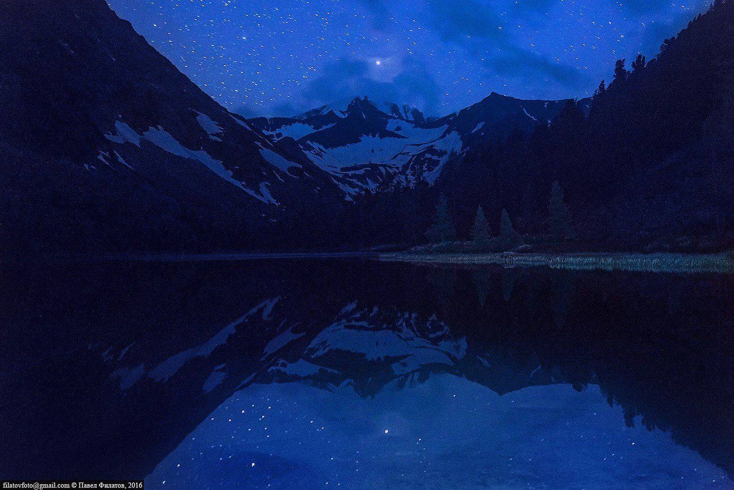 Altai, Night, Siberia, Stars, Алтай, Звезды, Ночь, Отражения, Сибирь, Павел Филатов