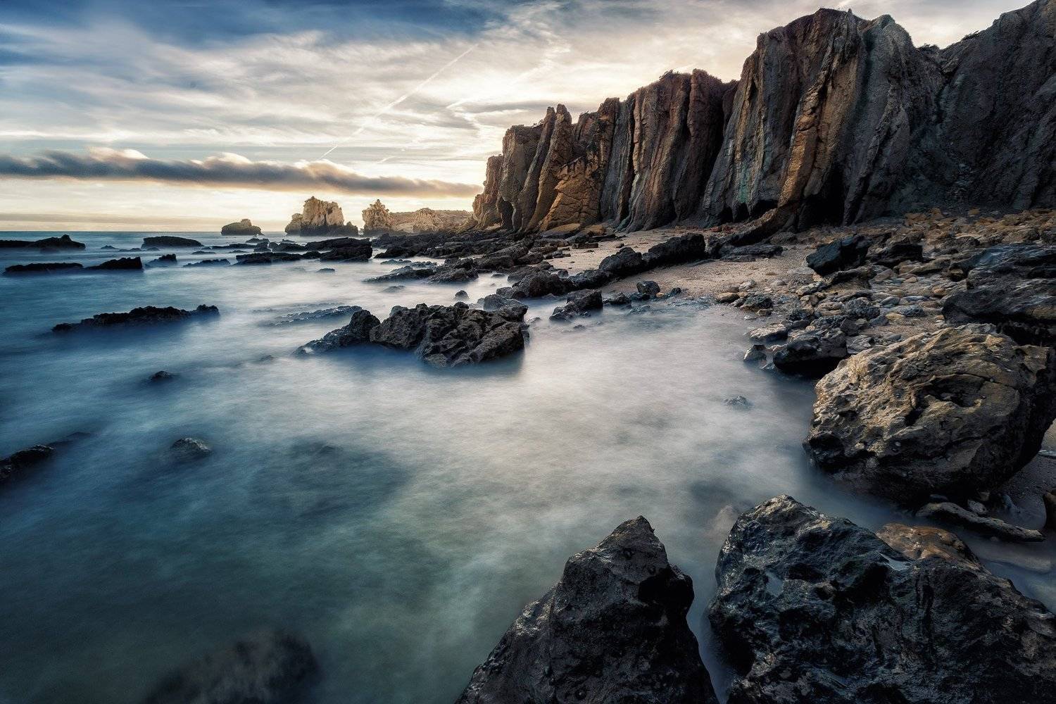 Закат, Океан, Пейзаж, Природа, Скалы, Дмитрий Купрацевич