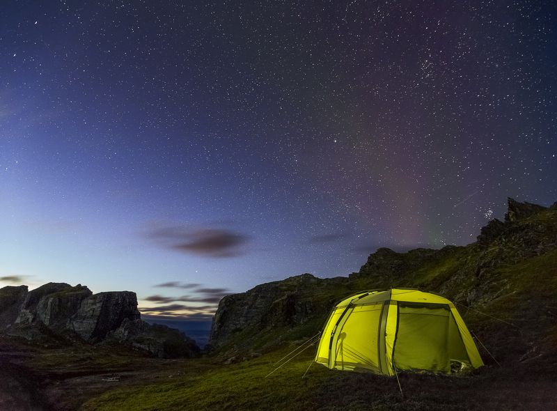 Полуостров Рыбачий, Русский Север, Северное сияние Рождение Авроры. фото превью