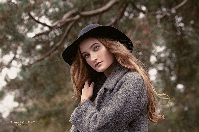 карина, осенняя, tamron, шляпа, лес, ветки Осенняя фото превью