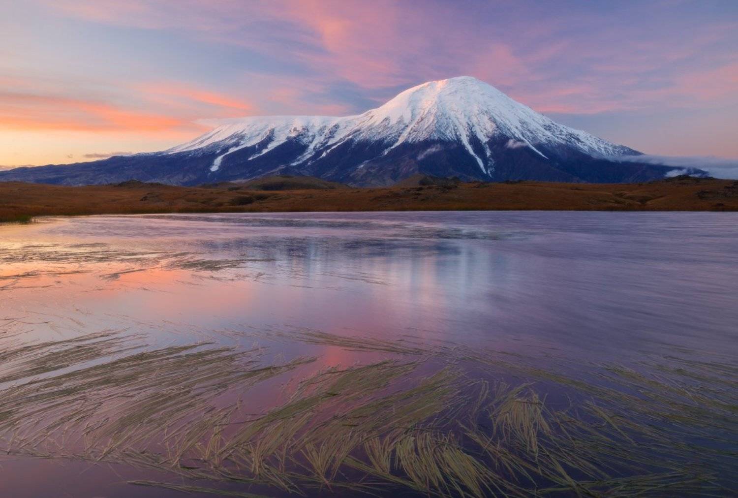 Вулкан, Камчатка, Отражение, Пейзаж, Рассвет, Россия, Толбачик, Вадим Балакин