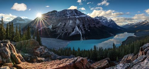 Закат на Peyto lake