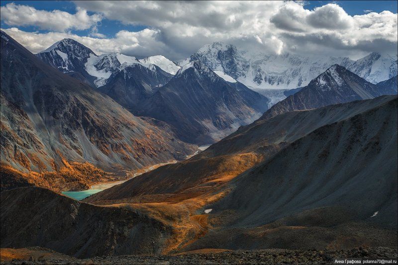 алтай, горы, горный алтай, катунский хребет, перевал кара-тюрек, белуха, аккем, осень, аня графова Аккем фото превью