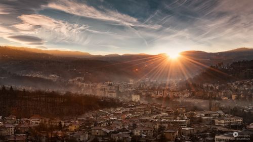Winter sunset at Tryavna town, Bulgaria