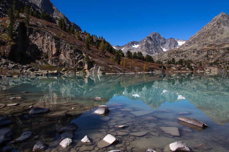 2016, Алтай, Дарашколь, Озеро, Осень, Отражение, Сентябрь Зркала озера Дарашколь фото превью