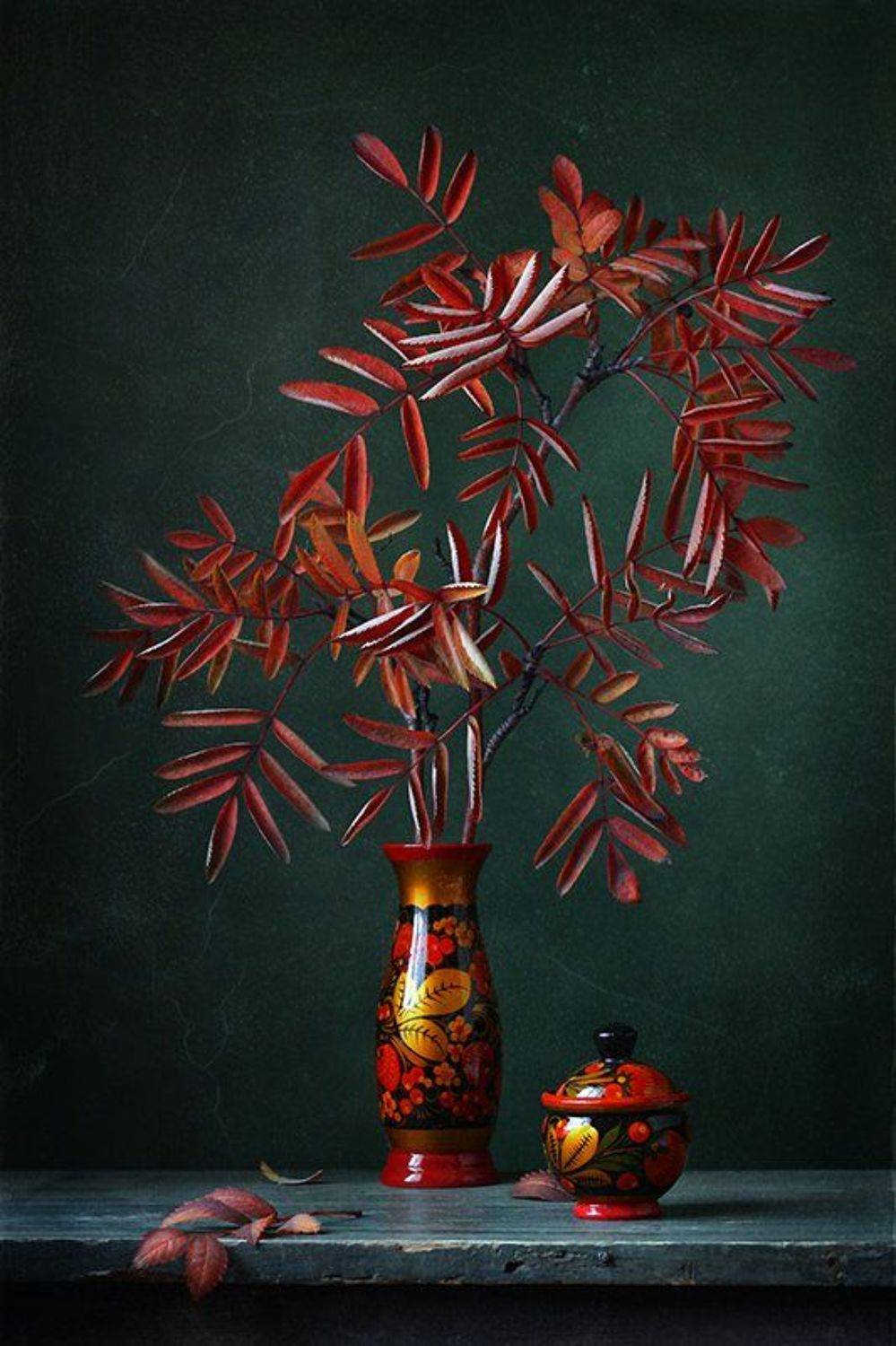 натюрморт, осень, рябина, хохлома, Курочкина Диана