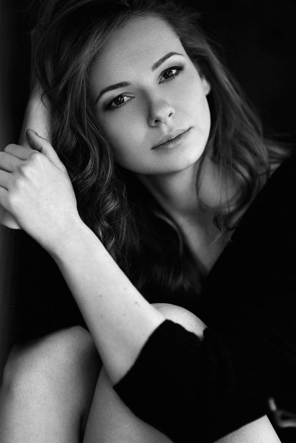 Портрет, чб, девушка, красивая, глаза, волосы,nikon, 85mm, Абдрахманов Аскар