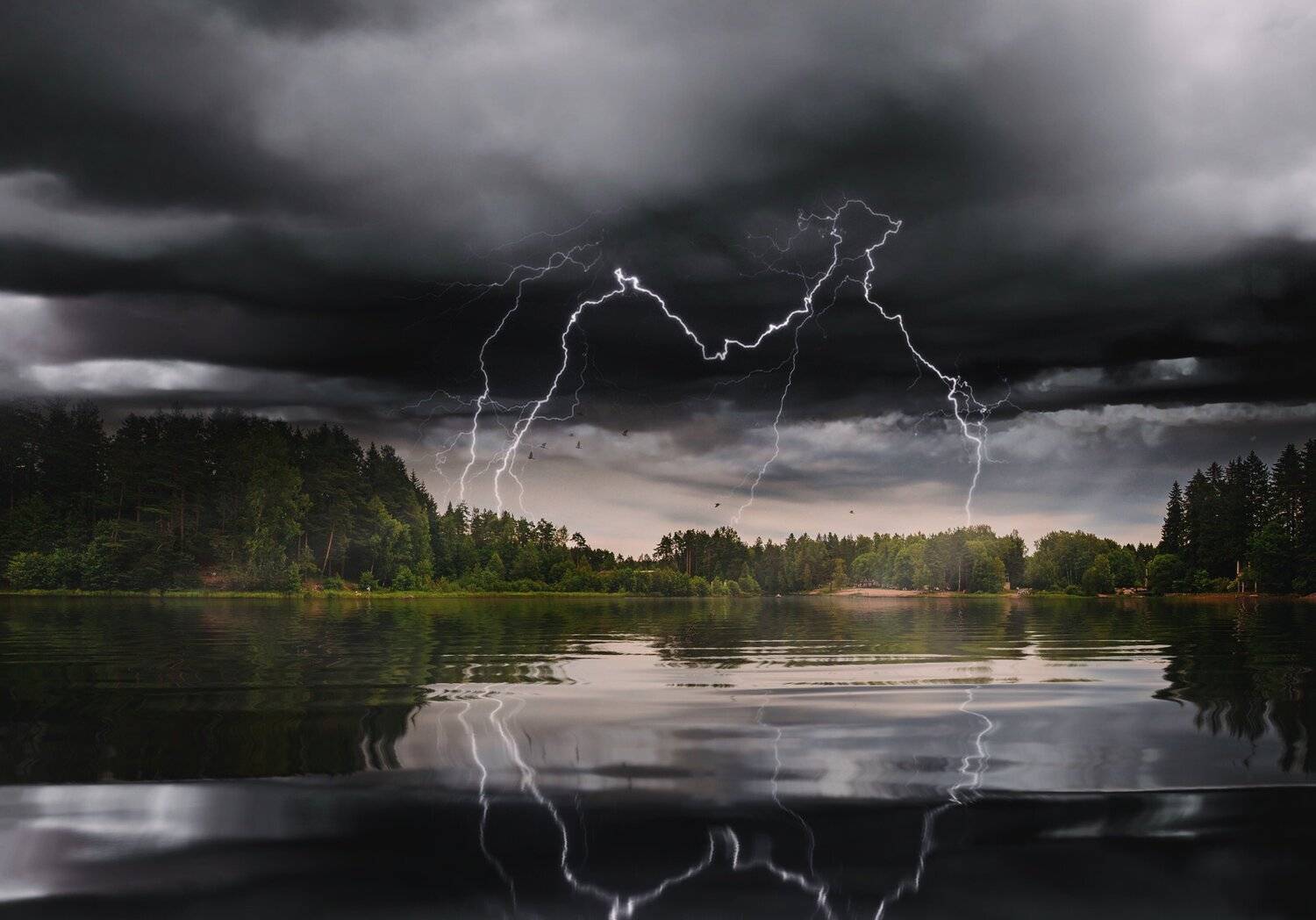 гроза, лето, осень, река, пейзаж, Андрей Михайлов