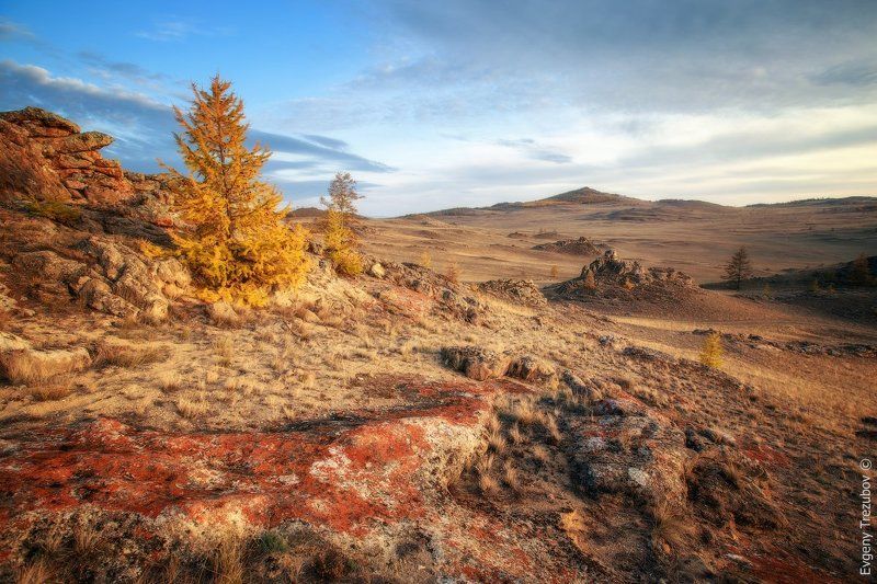 закат, тажераны, байкал, осень, лиственница, камни, останцы Закат в Долине Духов фото превью