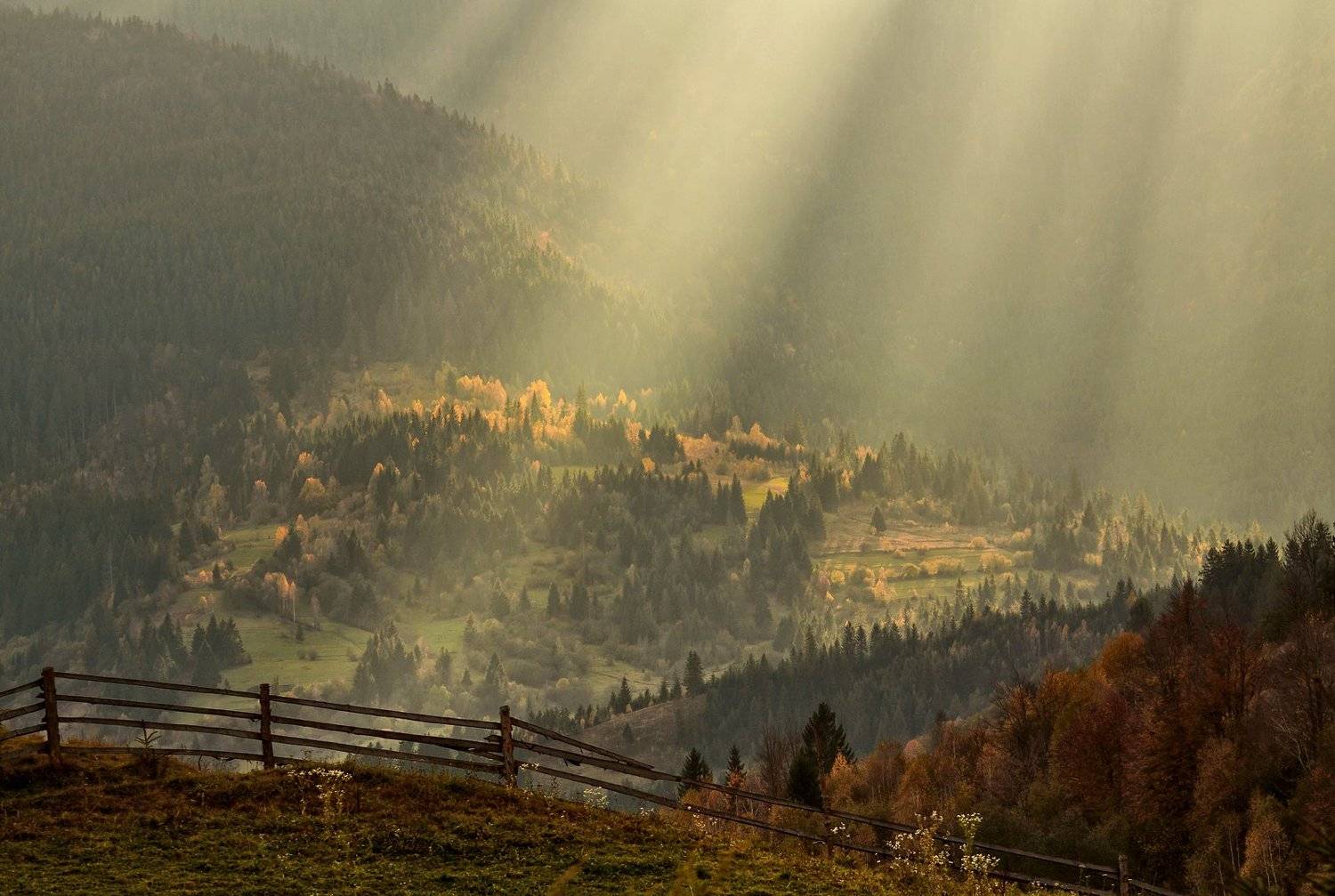 карпаты, горы, осень, солнце, луч, Михаил Глаголев