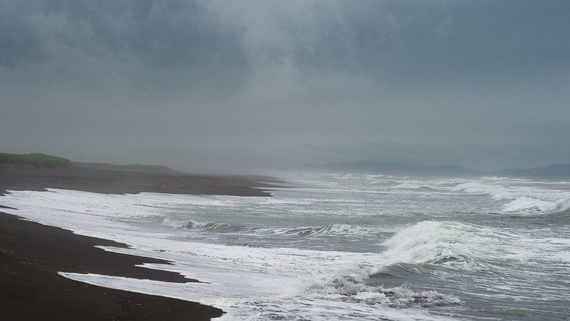 камчатка, лето, тихийокеан, волны, непогода, халактырка, халактырскийпляж  фото превью