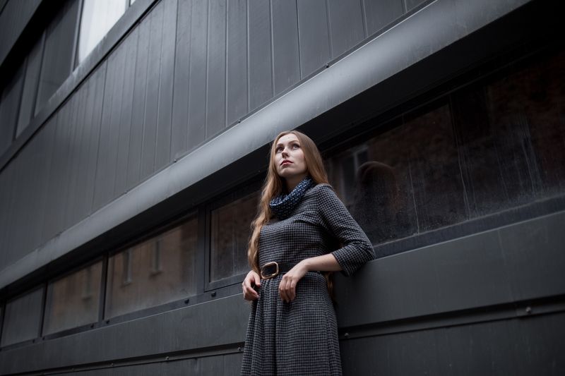 girl, grey, autumn, geometry, city, style, fashion Осеннее настроение фото превью