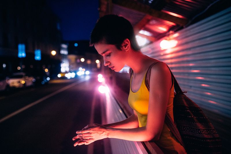 ночь, город, портрет, свет, девушка Виктория фото превью