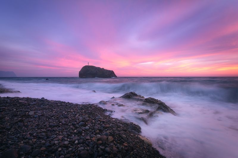крым, фиолент, черное море, закат, скала св. георгия, пейзаж, пейзажная съемка, путешествия, мыс фиолент, nikon d7100, nikon, national geografic, landscape, black sea Закат у скалы Святого Георгия фото превью