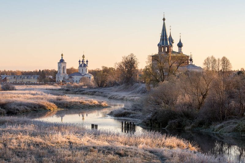 дунилово, теза, утро, рассвет, октябрь, иней, заморозки Первые заморозки фото превью