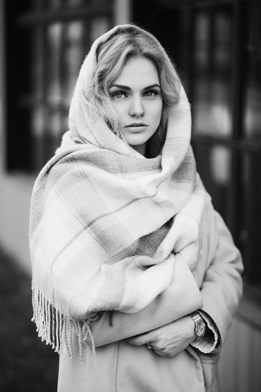 девушка, портрет, чб, красивая, нежная, светлая, икона фото превью