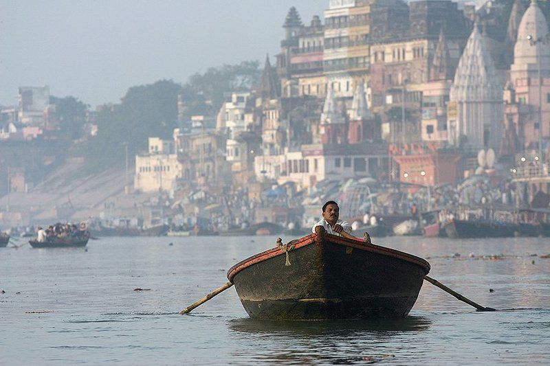 boat, man, varanasi, india, people, ganga, ganges, ganges river, ghats, oren s Varanasi фото превью