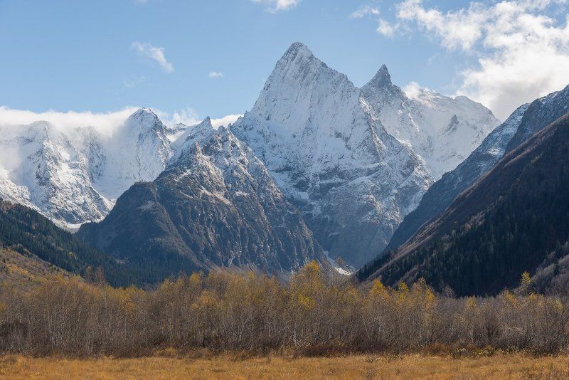 горы, пейзаж, домбай, осень осень в горах фото превью