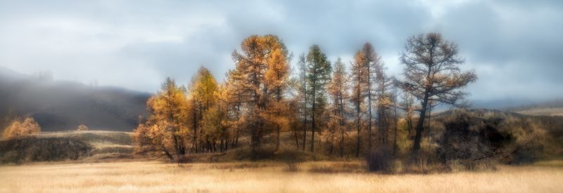 Сибирь, Алтай, сентябрь, монокль, горы,  Туман фото превью